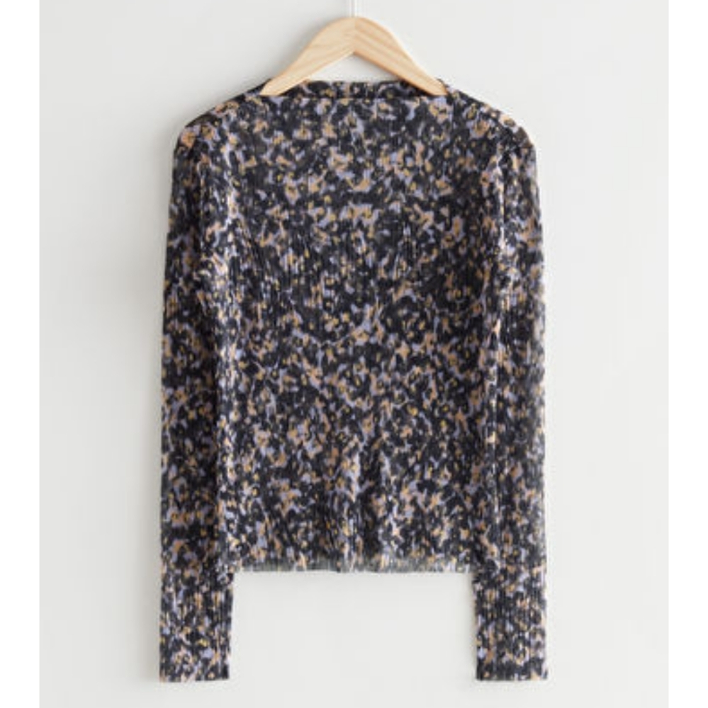 & Other Stories Pleated Mesh Top
